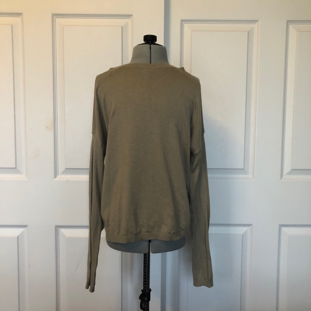 Garage Gray/Green Cold Shoulder Sweater | Size XS - Picture 3 of 6